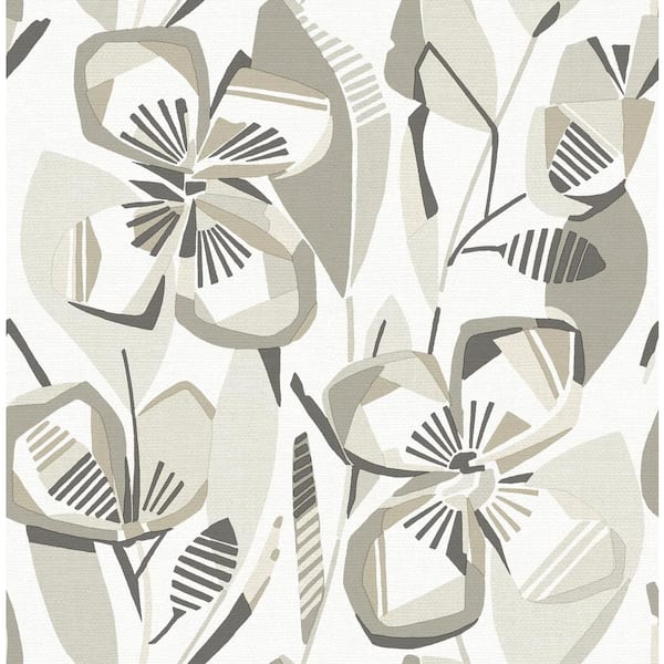 A-Street Prints Nathalie Beige Abstract Blooms Wallpaper Sample
