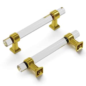 Crystal Palace 3-3/4 in. (96 mm) Center to Center Crysacrylic with Brushed Golden Brass Glam Zinc Bar Pull (1 Pack )