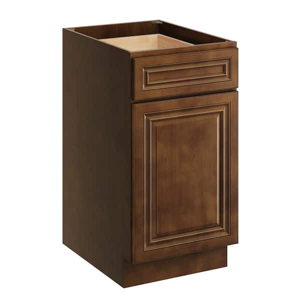 CASAINC 18 in. W x 24 in. D x 34.5 in. H Plywood Ready to Assemble Floor Base Kitchen Cabinet in Dark Caramel with Drawer