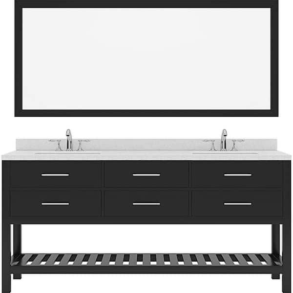 Virtu USA Caroline Estate 72 in. W x 22 in. D x 35 in. H Double Sink Bath Vanity in Espresso with Quartz Top and Mirror