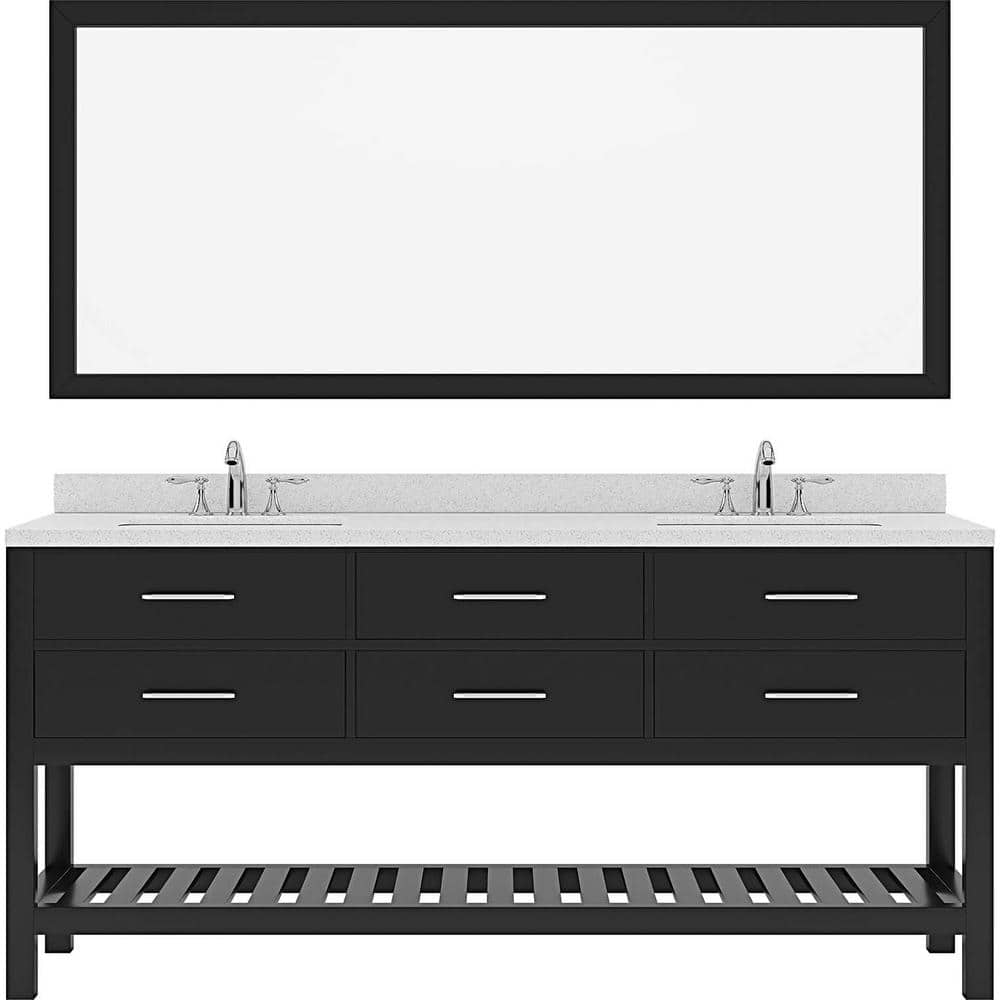 Virtu USA Caroline Estate 72 in. W x 22 in. D x 35 in. H Double Sink