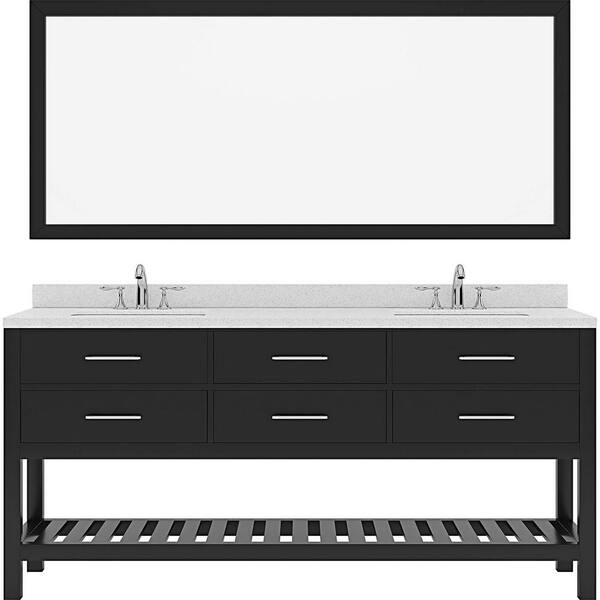 Virtu USA Caroline Estate 72 in. W x 22 in. D x 35 in. H Double Sink Bath Vanity in Espresso with Quartz Top and Mirror