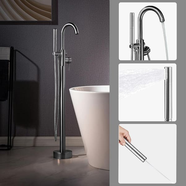 WOODBRIDGE Single-Handle Freestanding Tub Faucet With Showerhead in. Polished Chrome