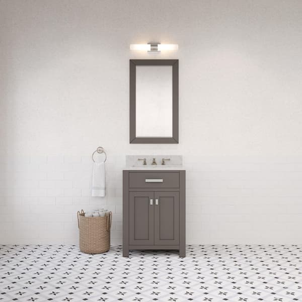 Madison 24 in. W x 21.5 in. D x 34 in. H Single Sink Bath Vanity in Cashmere Grey with Carrara White Marble Top
