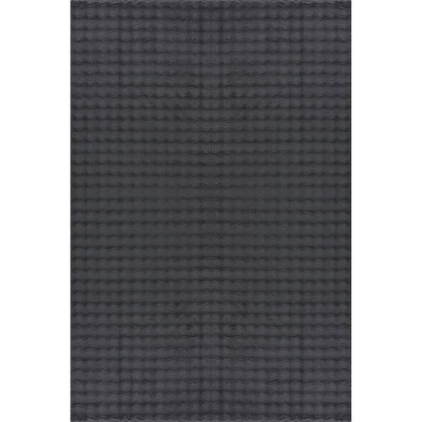 CloudSoft Dark Grey 8 ft. x 10 ft. Non Slip Rubber Back Polyester Solid Indoor Area Rug