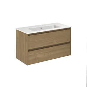 Onix 40 in. W x 18 in. D x 23 in. H. Vanity in Toffee Walnut with White Vanity Top with Basin