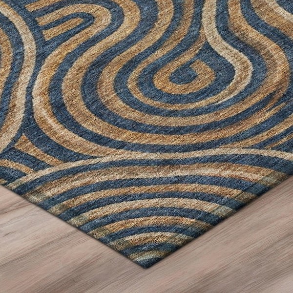 Chantille Machine Washable Indoor/Outdoor Abstract ACN3032 Charcoal 8 ft. x 10 ft. Area Rug