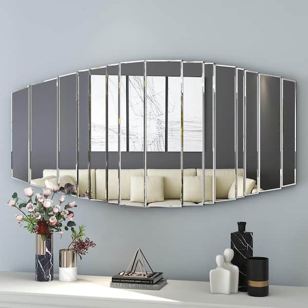 THKSHOUZ Glass 43.3 in. W x 21.65 in. H Modern Irregular Glass Decorative Mirror