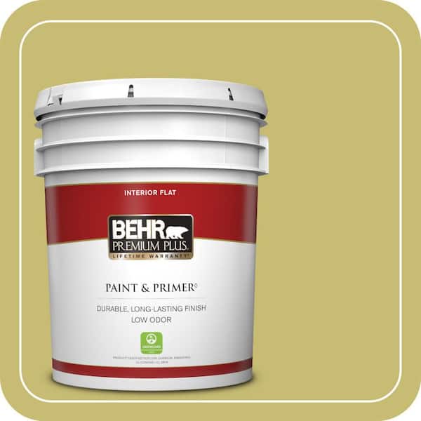 BEHR PREMIUM PLUS 5 gal. Home Decorators Collection #HDC-SP16-02 Pistachio Shortbread Flat Low Odor Interior Paint & Primer