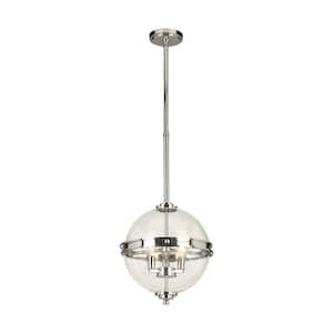 Cecilia 13.11 in. W x 6.63 in. H 3-Light Chrome Sphere Pendant with Clear Glass Shade