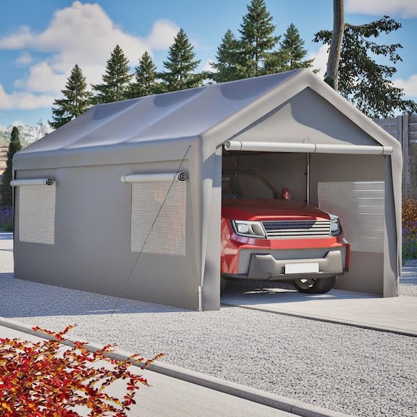 10 ft. x 20 ft. Heavy Duty Carport Canopy Boat Car Garage with Removable Sidewalls and Roll-up Ventilated Windows