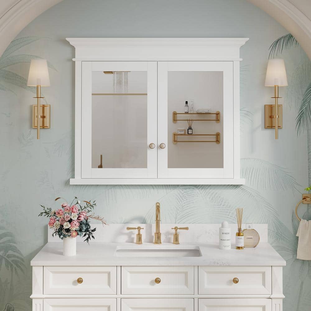 40 in. W x 32 in. H Rectangular Recessed Solid Wood Medicine Cabinet with Mirror price history on PriceWatchPro