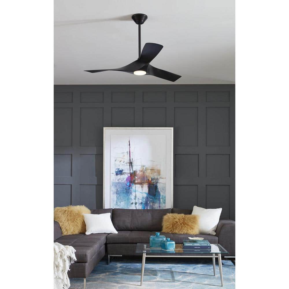 52'' Black Modern Ceiling Fan with LED Light and Remote