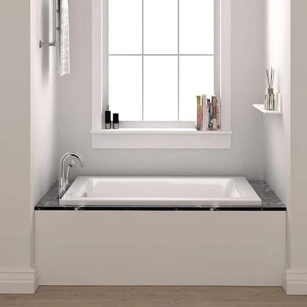 FINE FIXTURES 54 in. x 30 in. Acrylic Rectangular Drop-in Bathtub in White