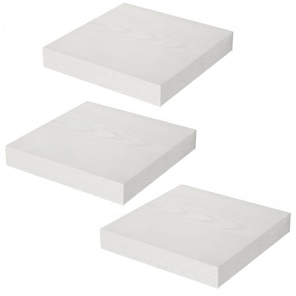9.3 in.W x 9.3 in.D Floating Shelves for Wall,Square Wall Shelves with Invisible Brackets,White,Set of 3