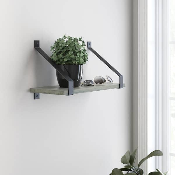 2-Pack 8.19 in. Matt Black Steel Rustic Decorative Shelf Bracket