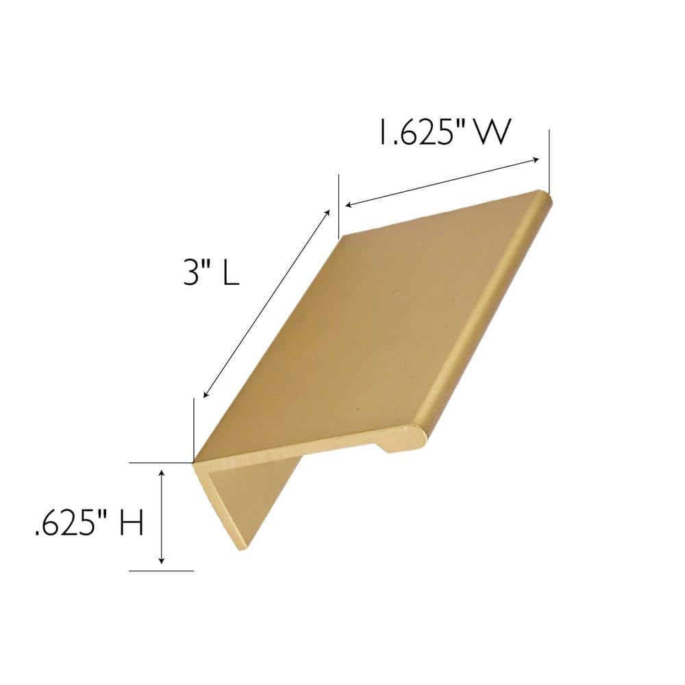 Satin Gold Modern Finger Pulls with Mounting Hardware, Set of 10