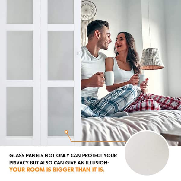 TENONER 30 in. x 80 in. White MDF, Hammered Glass ,Half Tempered