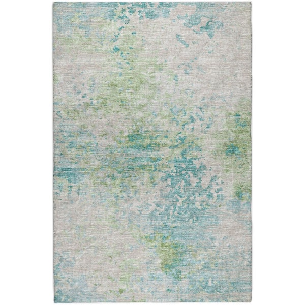 Dream Shag Premium Machine Washable Abstract ADS70 Green 10 ft. x 14 ft. Area Rug