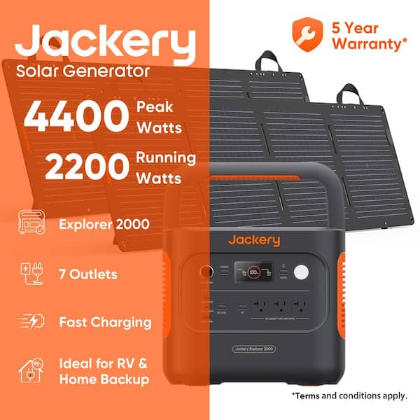 Jackery 2200W Rated/4400W Peak Push Button Start Solar Generator