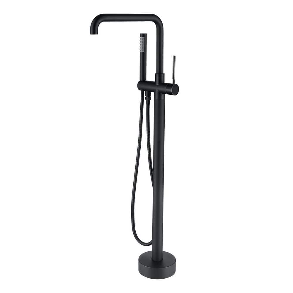 Floor Mounted Graceful Single-Handle Freestanding Bathtub Faucet with Hand Shower in Matte Black price history on PriceWatchPro