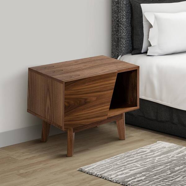Benjara 18 in. Brown 1-Drawer Wooden Nightstand