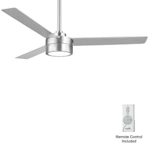 Roto LED 52-in. Indoor Brushed Aluminum Low Profile Standard Ceiling Fan with Warm White Integrated LED and Remote