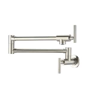 Wall Mounted Pot Filler in Brushed Nickel with 180° Rotation