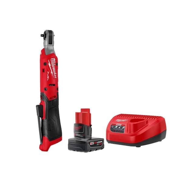M12 FUEL 12V Lithium-Ion Compact 1/4 in. Cordless Ratchet, and 4. 0AH Starter Kit