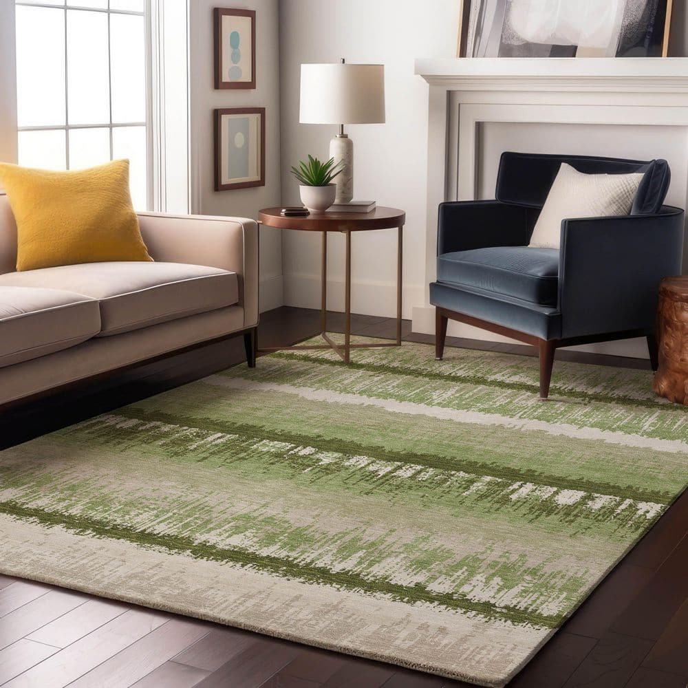 Mayfield Premium Machine Washable Abstract AMF1013 Aloe 3 ft. x 5 ft. Area Rug price history on PriceWatchPro
