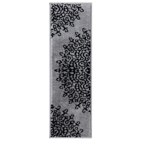 Beverly Rug Barcelona Dark Gray 9 in. x 28 in. Non-Slip Stair Tread Cover (Set of 7)
