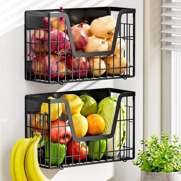 LAIFUCAM 2 Set Magnetic Fridge Shelf Dual Magnet Fruit Basket