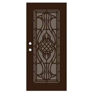 Manchester 36 in. x 80 in. Left Hand/Outswing Copper Aluminum Security Door with Bronze Perforated Metal Screen