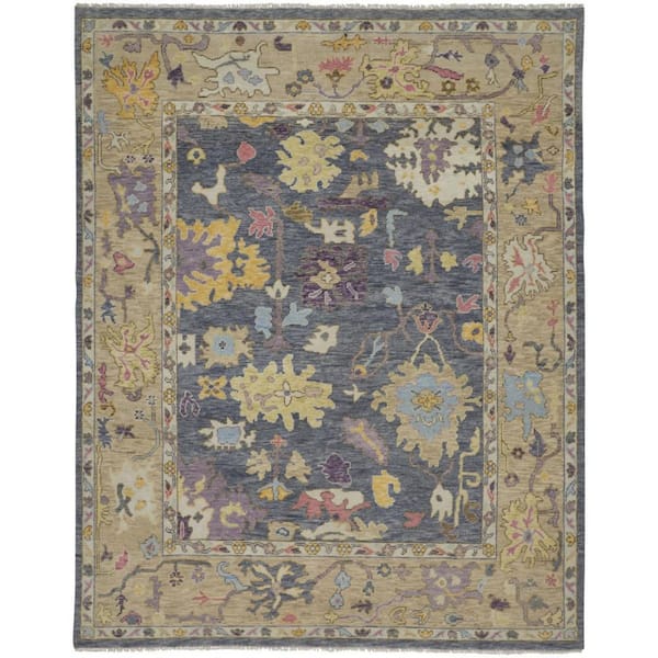 4 X 6 Gold, Blue, Purple Oriental Area Rug