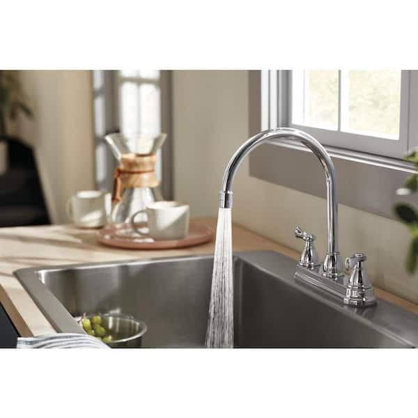 Elmhurst Two Handle Standard Kitchen Faucet with Twist Aerator in Chrome