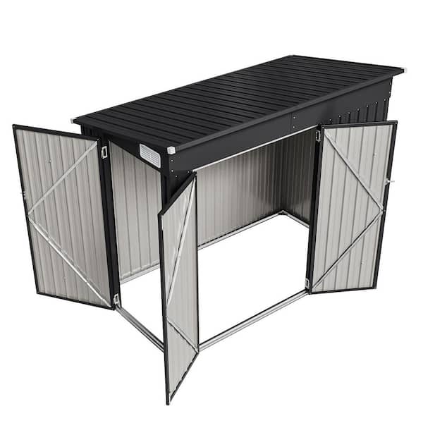 Sizzim Black 7 ft. W x 4 ft. D Outdoor Lean to Storage Metal Shed