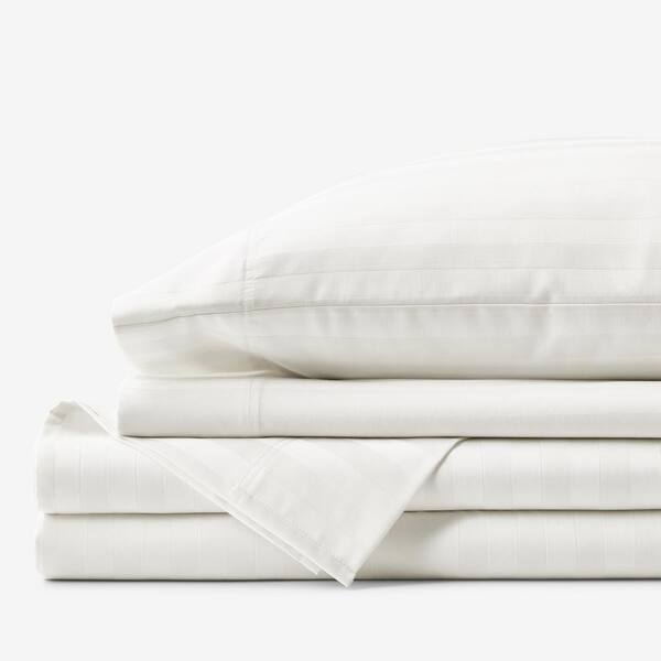 The Company Store Company Cotton Dobby Stripe Wrinkle-Free Sateen Cream Cotton Twin/Twin XL Sheet Set