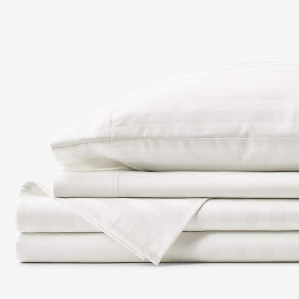 The Company Store Company Cotton Cream Dobby Stripe Wrinkle-Free Cotton Sateen Full Sheet Set