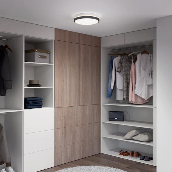 Artika Orion 12 in. 1-Light Black Exterior Weather Resistant Modern 3 CCT Integrated LED Flush Mount Ceiling-Light