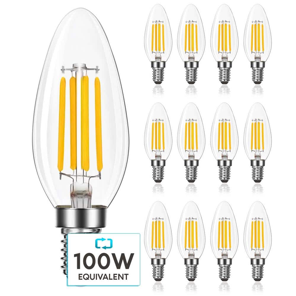 LUXRITE 100-Watt Equivalent 7-Watt E12 Base Chandelier LED Light Bulb 3500K Natural White B11 800 Lumens (12-Pack) LR21648-12PK Home Depot