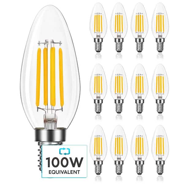 LUXRITE 100-Watt Equivalent 7-Watt E12 Base Chandelier LED Light Bulb 3500K Natural White B11 800 Lumens Dimmable (12-Pack)