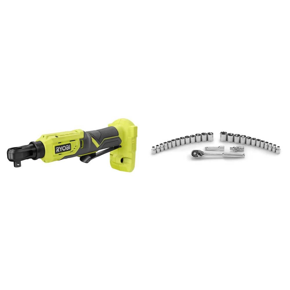 ONE+ 18V Cordless 3/8 in. 4-Position Ratchet (Tool Only) & 3/8 in. Drive Mechanics Ratchet and Socket Set (28-Piece) price history on PriceWatchPro