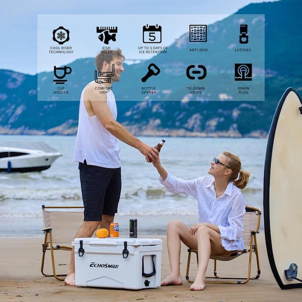 EchoSmile 35 qt. Rotomolded Cooler in White TER-LCL035WB