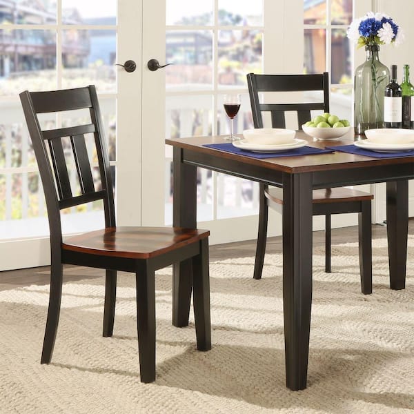 HomeSullivan Cherry Hill Rich Cherry and Black Wood Dining Chair (Set of 2)