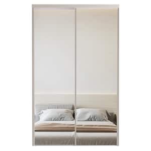 48 in. x 80 in. 1 Lite Safety Backing Mirrow White Aluminum Frame Sliding Closet Door with Hardware