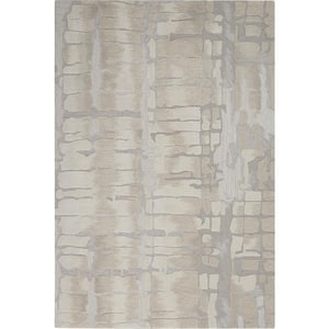 Symmetry Ivory/Beige 5 ft. x 8 ft. Distressed Contemporary Area Rug