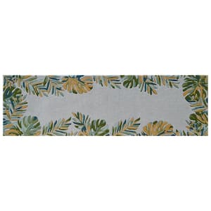 Kai Light Blue 2 ft. x 8 ft. Tropical and Transitional Hand-Tufted Wool Runner Rug