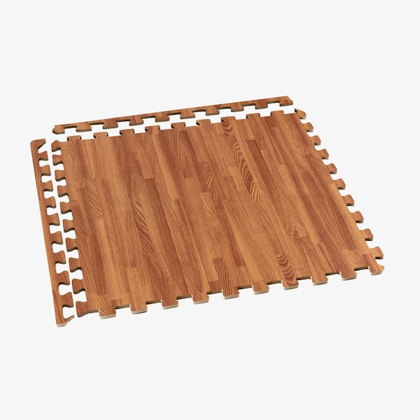 Mahogany Printed Wood Grain 24 in. L x 24 in. L x 3/8 in. T Interlocking EVA Foam Gym Flooring Mat (16 sq. ft.)(4 Tiles)
