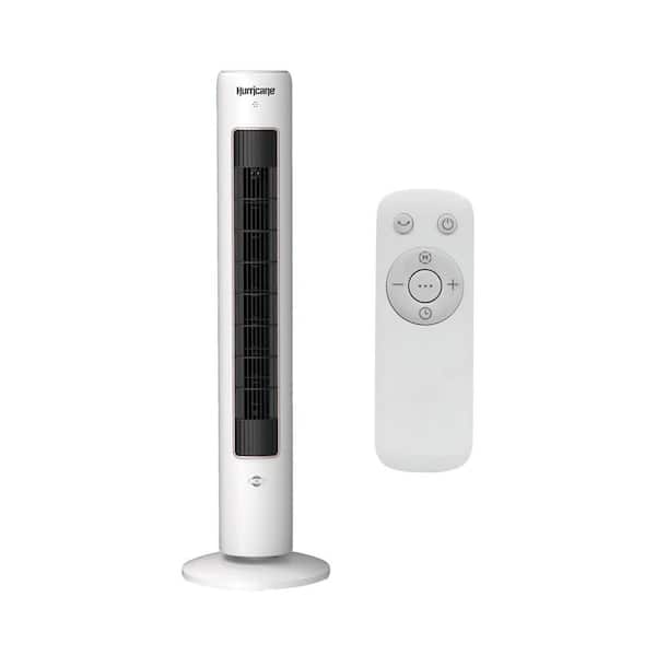 Hurricane 40 in. 3-Speed Triple Action Air Enhancing Tower Fan in White and Aromatherapy Diffuser with Remote Control