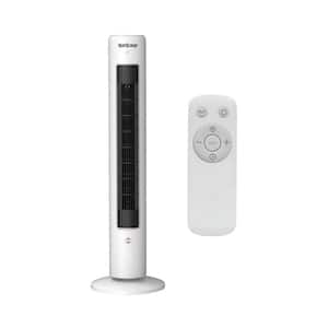 40 in. 3-Speed Triple Action Air Enhancing Tower Fan in White and Aromatherapy Diffuser with Remote Control